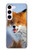 W0417 Fox Hard Case and Leather Flip Case For Samsung Galaxy S23