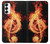 W0493 Music Note Burn Hard Case and Leather Flip Case For Samsung Galaxy S23