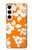 W2245 Hawaiian Hibiscus Orange Pattern Hard Case and Leather Flip Case For Samsung Galaxy S23