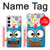 W2521 Cute Nerd Owl Cartoon Hard Case and Leather Flip Case For Samsung Galaxy S23