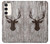 W2505 Reindeer Head Old Wood Texture Graphic Hard Case and Leather Flip Case For Samsung Galaxy S23 Plus