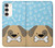 W2669 Cute Dog Paws Bones Cartoon Hard Case and Leather Flip Case For Samsung Galaxy S23 Plus