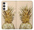 W3490 Gold Pineapple Hard Case and Leather Flip Case For Samsung Galaxy S23 Plus