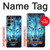 W0752 Blue Fire Grim Wolf Hard Case and Leather Flip Case For Samsung Galaxy S23 Ultra