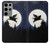 W3289 Flying Pig Full Moon Night Hard Case and Leather Flip Case For Samsung Galaxy S23 Ultra