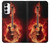 W0415 Fire Guitar Burn Hard Case and Leather Flip Case For Samsung Galaxy A14 5G