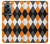 W3421 Black Orange White Argyle Plaid Hard Case and Leather Flip Case For OnePlus Nord N300