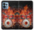 W1431 Skull Drum Fire Rock Hard Case and Leather Flip Case For Motorola Edge+ (2023), X40, X40 Pro, Edge 40 Pro