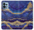 W3906 Navy Blue Purple Marble Hard Case and Leather Flip Case For Motorola Edge+ (2023), X40, X40 Pro, Edge 40 Pro