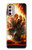 W0863 Hell Fire Skull Hard Case and Leather Flip Case For Motorola Moto G Stylus 4G (2022)