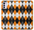 W3421 Black Orange White Argyle Plaid Hard Case and Leather Flip Case For Motorola Moto G42