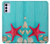 W3428 Aqua Wood Starfish Shell Hard Case and Leather Flip Case For Motorola Moto G42