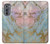 W3717 Rose Gold Blue Pastel Marble Graphic Printed Hard Case and Leather Flip Case For Motorola Edge (2022)