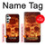 W3881 Fire Skull Hard Case and Leather Flip Case For Samsung Galaxy A34 5G