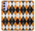 W3421 Black Orange White Argyle Plaid Hard Case and Leather Flip Case For Samsung Galaxy A54 5G