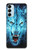 W0752 Blue Fire Grim Wolf Hard Case and Leather Flip Case For Samsung Galaxy M14