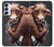 W1271 Crazy Cow Hard Case and Leather Flip Case For Samsung Galaxy M14