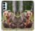 W3558 Bear Family Hard Case and Leather Flip Case For Samsung Galaxy M14