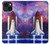 W3913 Colorful Nebula Space Shuttle Hard Case and Leather Flip Case For iPhone 14