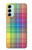 W3942 LGBTQ Rainbow Plaid Tartan Hard Case and Leather Flip Case For Samsung Galaxy M14