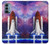 W3913 Colorful Nebula Space Shuttle Hard Case and Leather Flip Case For OnePlus Nord N200 5G