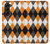 W3421 Black Orange White Argyle Plaid Hard Case For Samsung Galaxy Z Fold 5