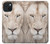 W2399 White Lion Face Hard Case and Leather Flip Case For iPhone 15