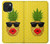 W2443 Funny Pineapple Sunglasses Kiss Hard Case and Leather Flip Case For iPhone 15