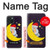 W2849 Cute Sleepy Owl Moon Night Hard Case and Leather Flip Case For iPhone 15