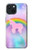 W3070 Rainbow Unicorn Pastel Sky Hard Case and Leather Flip Case For iPhone 15