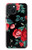 W3112 Rose Floral Pattern Black Hard Case and Leather Flip Case For iPhone 15