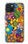 W3281 Colorful Hippie Flowers Pattern Hard Case and Leather Flip Case For iPhone 15