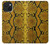 W3365 Yellow Python Skin Graphic Print Hard Case and Leather Flip Case For iPhone 15