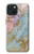 W3717 Rose Gold Blue Pastel Marble Graphic Printed Hard Case and Leather Flip Case For iPhone 15