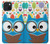 W2521 Cute Nerd Owl Cartoon Hard Case and Leather Flip Case For iPhone 15 Plus