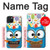 W2521 Cute Nerd Owl Cartoon Hard Case and Leather Flip Case For iPhone 15 Plus