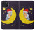 W2849 Cute Sleepy Owl Moon Night Hard Case and Leather Flip Case For iPhone 15 Plus