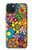 W3281 Colorful Hippie Flowers Pattern Hard Case and Leather Flip Case For iPhone 15 Plus