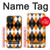 W3421 Black Orange White Argyle Plaid Hard Case and Leather Flip Case For iPhone 15 Plus