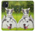 W3795 Kitten Cat Playful Siberian Husky Dog Paint Hard Case and Leather Flip Case For iPhone 15 Plus
