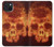 W3881 Fire Skull Hard Case and Leather Flip Case For iPhone 15 Plus