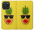 W2443 Funny Pineapple Sunglasses Kiss Hard Case and Leather Flip Case For iPhone 15 Pro