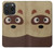 W2825 Cute Cartoon Raccoon Hard Case and Leather Flip Case For iPhone 15 Pro