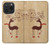 W3081 Wooden Raindeer Graphic Printed Hard Case and Leather Flip Case For iPhone 15 Pro