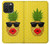 W2443 Funny Pineapple Sunglasses Kiss Hard Case and Leather Flip Case For iPhone 15 Pro Max