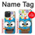 W2521 Cute Nerd Owl Cartoon Hard Case and Leather Flip Case For iPhone 15 Pro Max