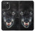 W2823 Black Wolf Blue Eyes Face Hard Case and Leather Flip Case For iPhone 15 Pro Max