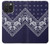 W3357 Navy Blue Bandana Pattern Hard Case and Leather Flip Case For iPhone 15 Pro Max