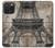 W3416 Eiffel Tower Blueprint Hard Case and Leather Flip Case For iPhone 15 Pro Max