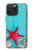 W3428 Aqua Wood Starfish Shell Hard Case and Leather Flip Case For iPhone 15 Pro Max